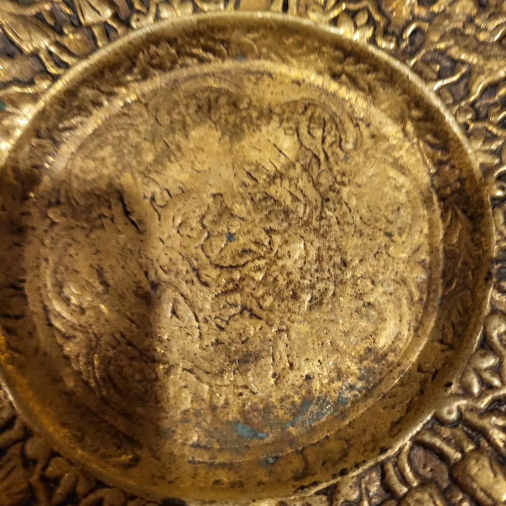 Handmade Turkish 5.5 In. Heavy Ornate Gold Decorative Plate - Picture 3 of 13